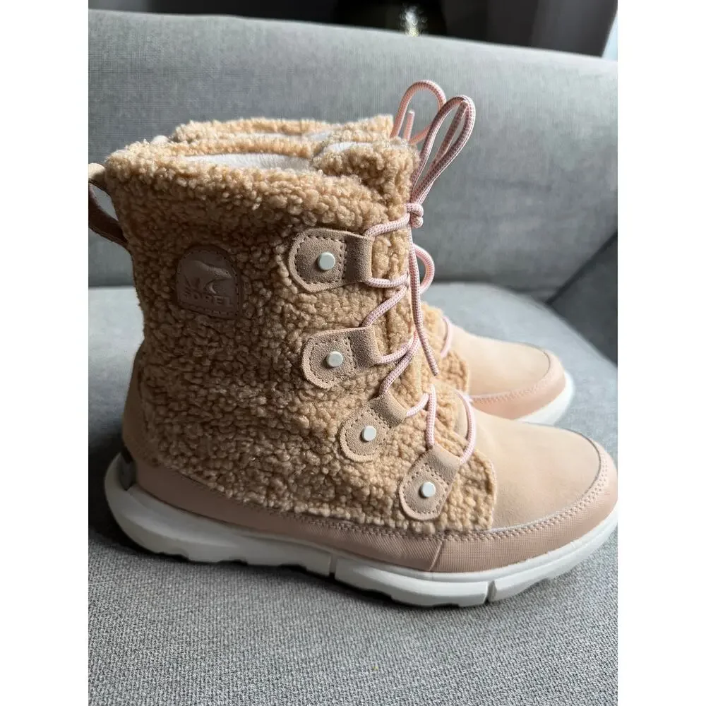 Sorel Explorer II Joan Cozy Mid Boot Snow Women Nova Sand/Sea Salt Sz 9.5